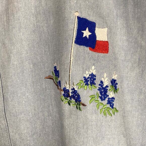 Vintage Ol' Paint Shirt Womens XL Blue Austin Texas Chambray Embroidered - Picture 4 of 10